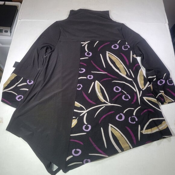 Liv By Habitat Clothes Women Black Abstract Floral Print Tunic Top Size M - Picture 8 of 8